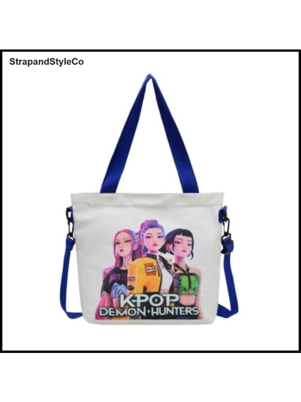 Kawaii Cartoon Print Canvas Tote Bag Lightweight Reusable Shoulder Bag